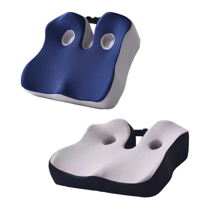 Seat Cushion Memory Foam Cushion Coccyx Pillow for Office Chair Car Airplane Blue Grey