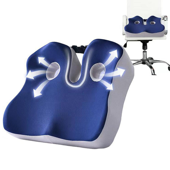 Seat Cushion Memory Foam Cushion Coccyx Pillow for Office Chair Car Airplane Blue Grey