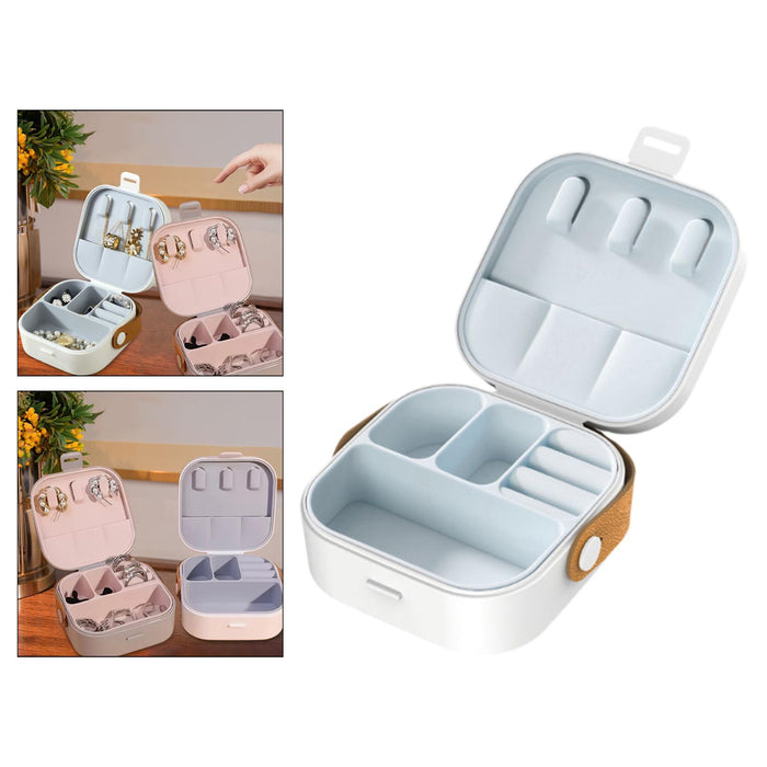 Jewelry Box Women Compact Trendy Jewellery Case for Bracelets Rings Holidays White