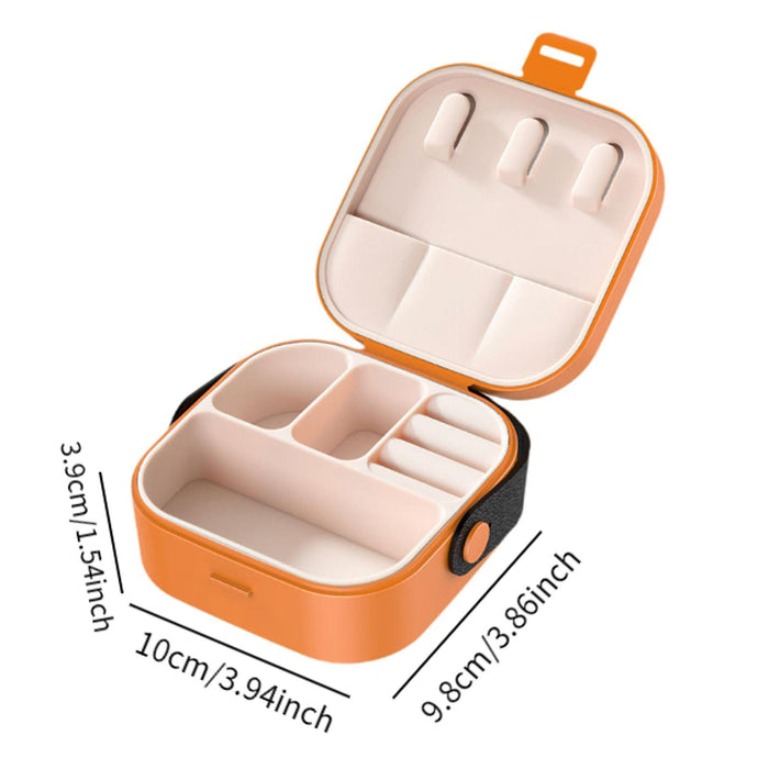 Jewelry Box Women Compact Trendy Jewellery Case for Bracelets Rings Holidays Orange