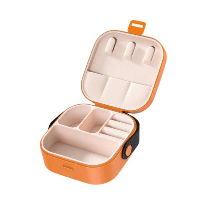 Jewelry Box Women Compact Trendy Jewellery Case for Bracelets Rings Holidays Orange