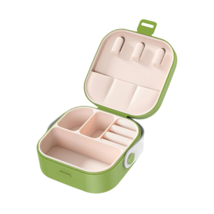 Jewelry Box Women Compact Trendy Jewellery Case for Bracelets Rings Holidays Green