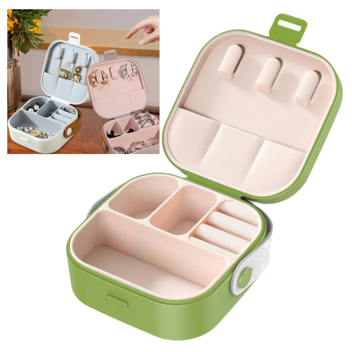 Jewelry Box Women Compact Trendy Jewellery Case for Bracelets Rings Holidays Green