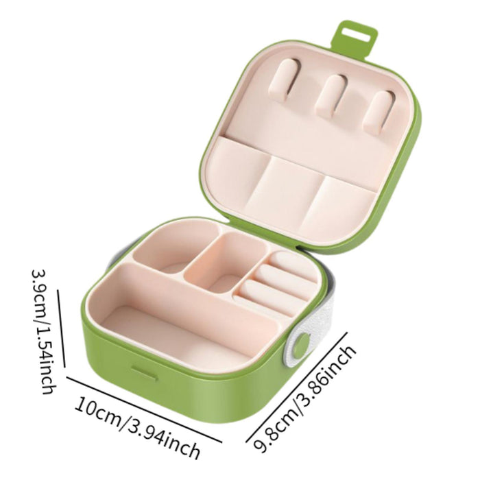 Jewelry Box Women Compact Trendy Jewellery Case for Bracelets Rings Holidays Green