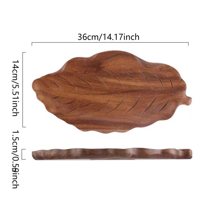 Wooden Leaf Serving Tray Novelty Tea Tray for Breakfast Appetizer Home Decor