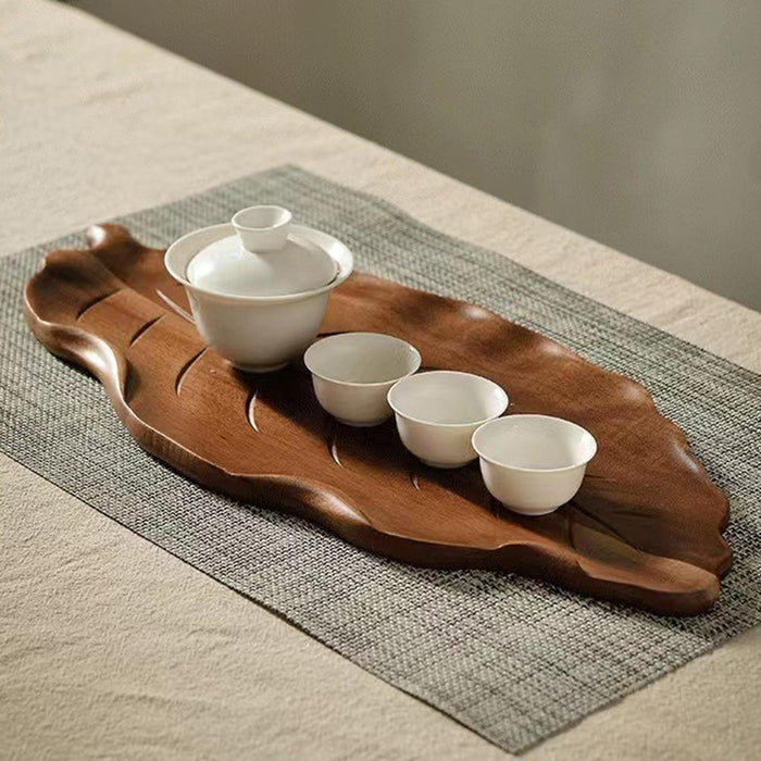 Wooden Leaf Serving Tray Novelty Tea Tray for Breakfast Appetizer Home Decor