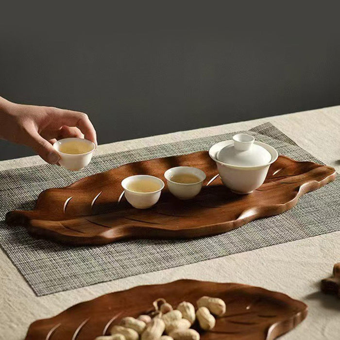 Wooden Leaf Serving Tray Novelty Tea Tray for Breakfast Appetizer Home Decor