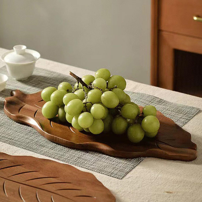 Wooden Leaf Serving Tray Novelty Tea Tray for Breakfast Appetizer Home Decor