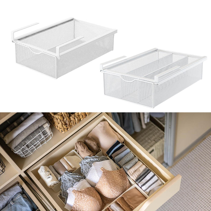 Underwear Drawer Organizer Pull Out Storage Boxes for Bras Panties Bathroom No Grid