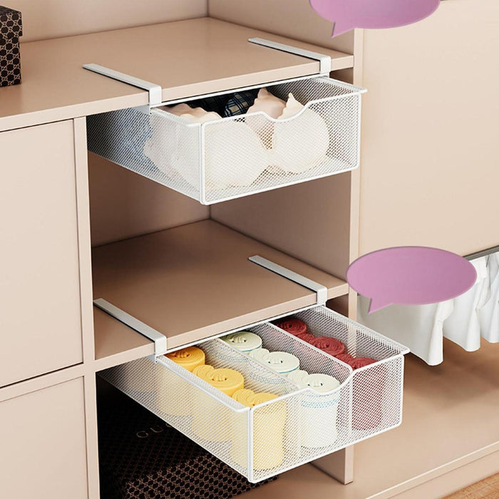 Underwear Drawer Organizer Pull Out Storage Boxes for Bras Panties Bathroom No Grid