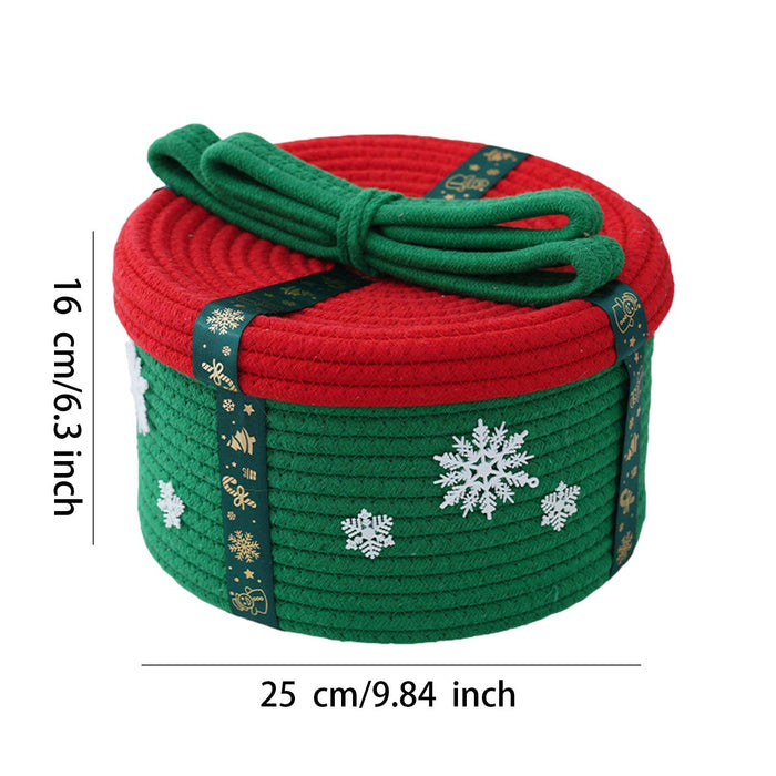 Christmas Basket Multipurpose Cute Cotton Rope Basket for Desk Bedside Table Green 25x16cm