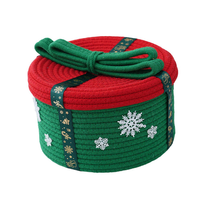 Christmas Basket Multipurpose Cute Cotton Rope Basket for Desk Bedside Table Green 25x16cm