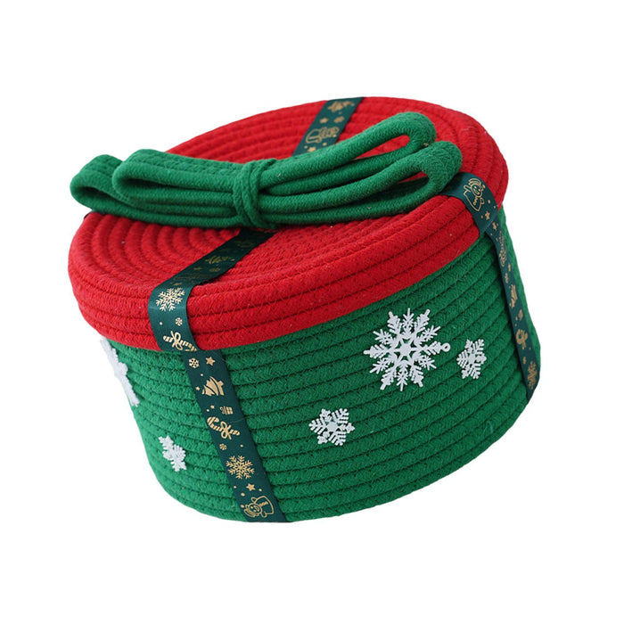 Christmas Basket Multipurpose Cute Cotton Rope Basket for Desk Bedside Table Green 25x16cm