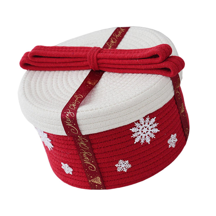 Christmas Basket Multipurpose Cute Cotton Rope Basket for Desk Bedside Table Red 25x16cm