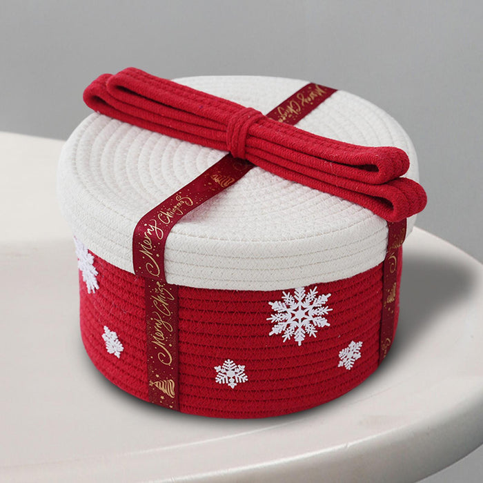 Christmas Basket Multipurpose Cute Cotton Rope Basket for Desk Bedside Table Red 25x16cm