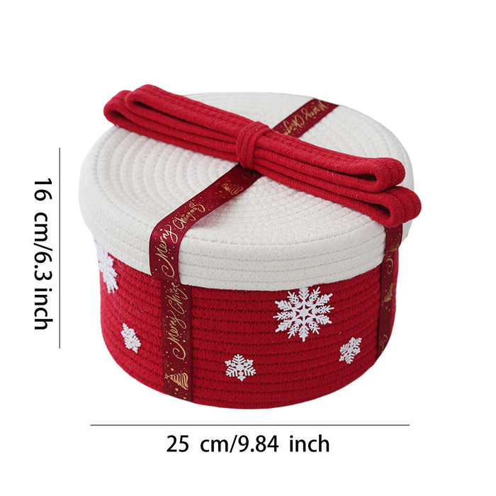 Christmas Basket Multipurpose Cute Cotton Rope Basket for Desk Bedside Table Red 25x16cm