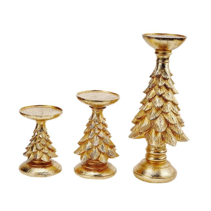 3x 2024 Christmas Candle Holders Candelabra for Living Room Desktop New Year Gold