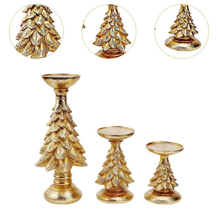 3x 2024 Christmas Candle Holders Candelabra for Living Room Desktop New Year Gold