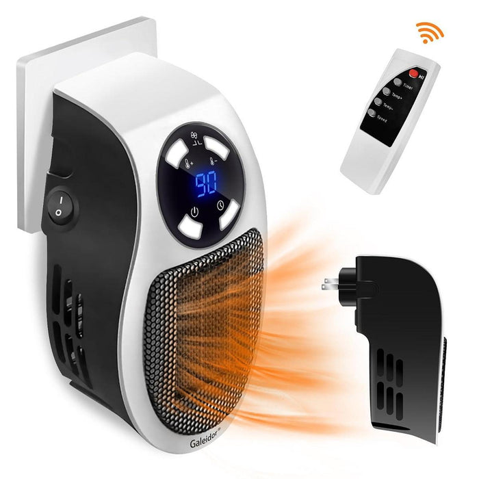 Wall Outlet Heater Small Quiet Space Heater for Kitchen Bathroom Home Office With Remote Control