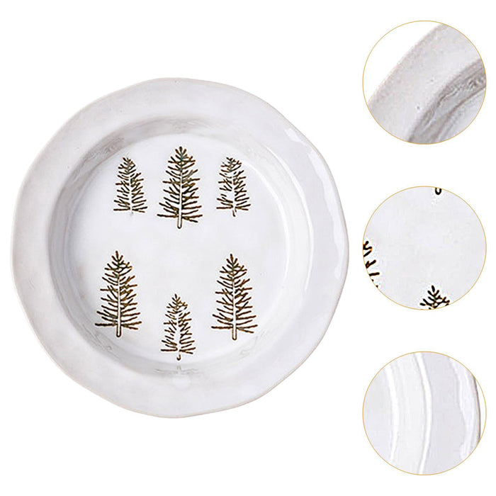 1PC Christmas Dinnerware Round Ceramic for Any Special Occasion Indoor Party White Plate