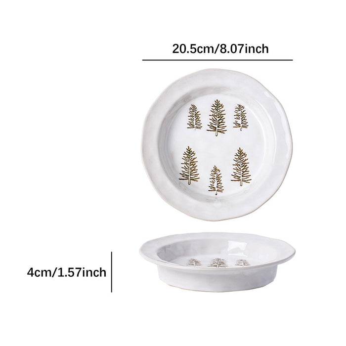 1PC Christmas Dinnerware Round Ceramic for Any Special Occasion Indoor Party White Plate