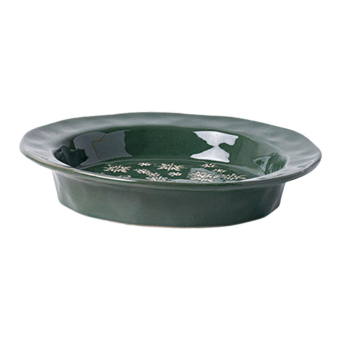 1PC Christmas Dinnerware Round Ceramic for Any Special Occasion Indoor Party Green Plate