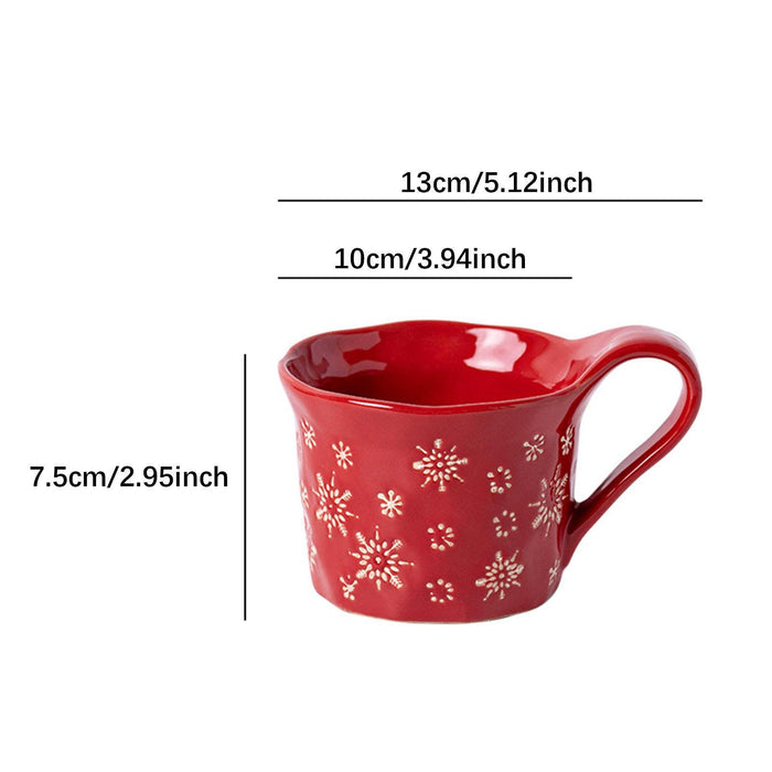 1PC Christmas Dinnerware Round Ceramic for Any Special Occasion Indoor Party Red Mug