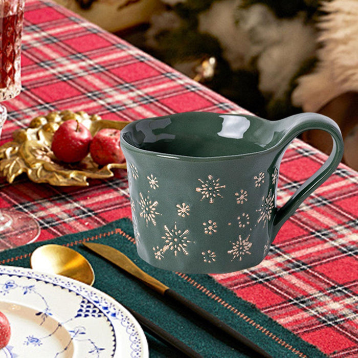 1PC Christmas Dinnerware Round Ceramic for Any Special Occasion Indoor Party Green Mug