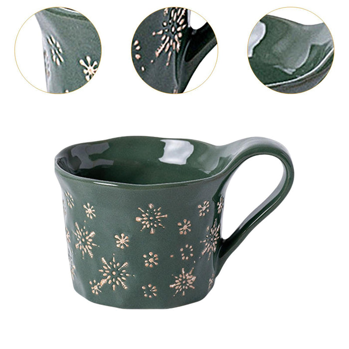 1PC Christmas Dinnerware Round Ceramic for Any Special Occasion Indoor Party Green Mug