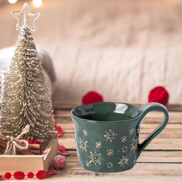 1PC Christmas Dinnerware Round Ceramic for Any Special Occasion Indoor Party Green Mug