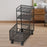 Under Desk Utility Cart Mobile Rolling Cart for Dressing Room Farmhouse Home Black Three Layer