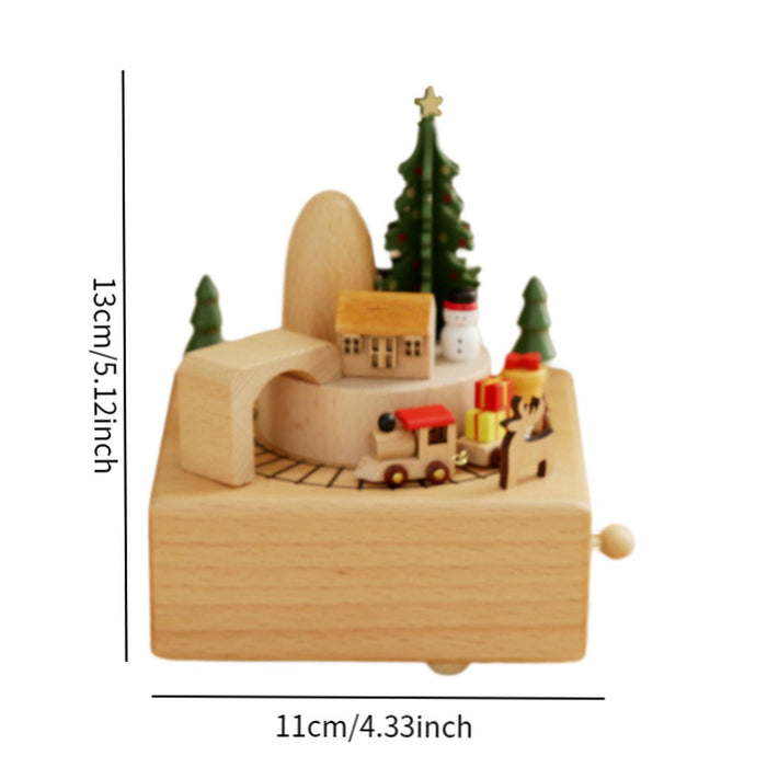 Wood Musical Box Play Melody Ornaments Handmade Music Box Music Box Figurine Train