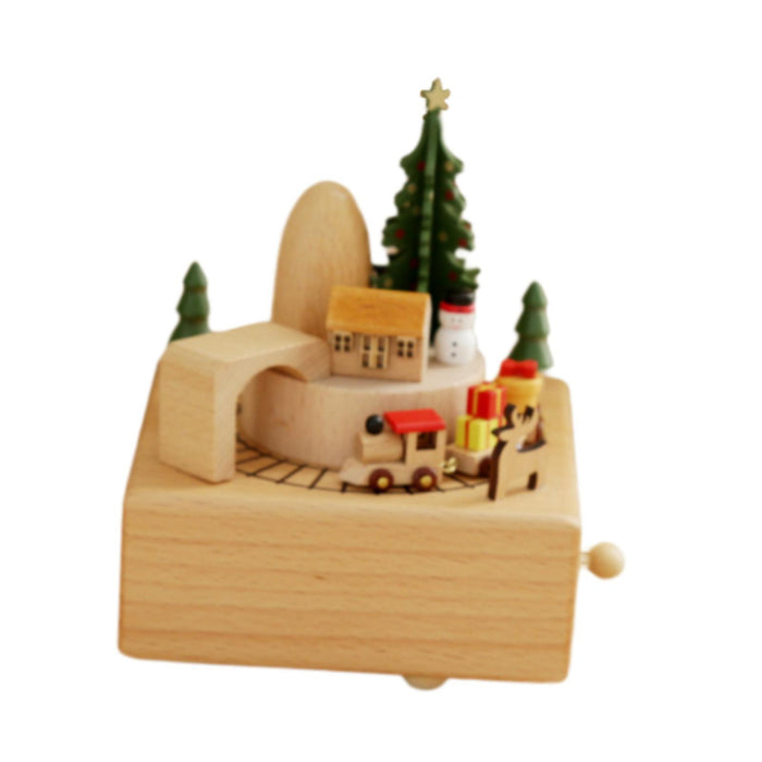 Wood Musical Box Play Melody Ornaments Handmade Music Box Music Box Figurine Train