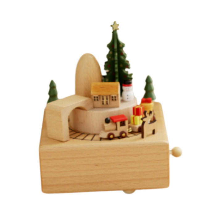 Wood Musical Box Play Melody Ornaments Handmade Music Box Music Box Figurine Train