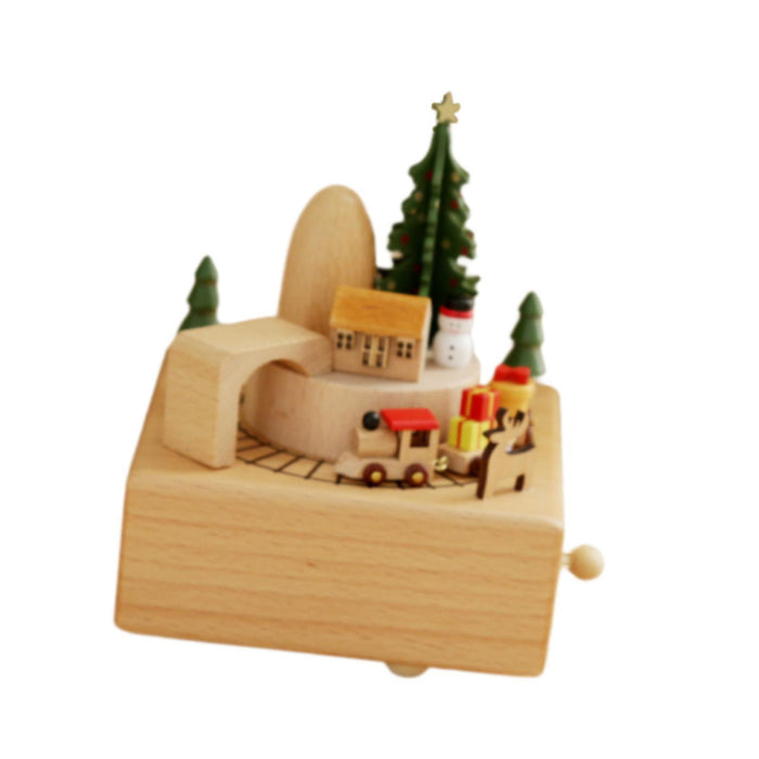 Wood Musical Box Play Melody Ornaments Handmade Music Box Music Box Figurine Train