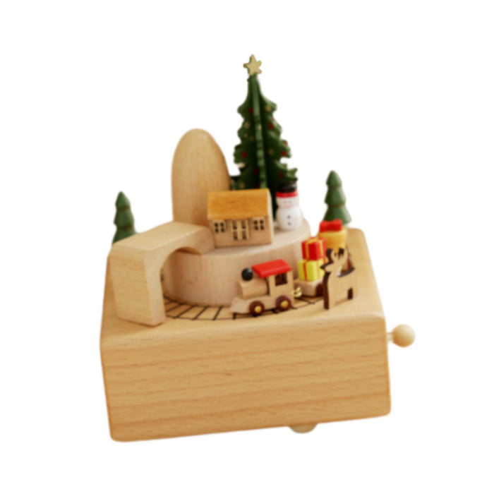 Wood Musical Box Play Melody Ornaments Handmade Music Box Music Box Figurine Train