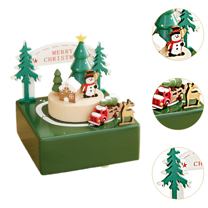 Wood Musical Box Play Melody Ornaments Handmade Music Box Music Box Figurine Truck