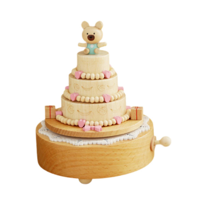 Wood Musical Box Play Melody Ornaments Handmade Music Box Music Box Figurine Bear