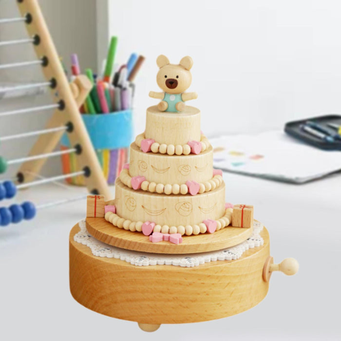 Wood Musical Box Play Melody Ornaments Handmade Music Box Music Box Figurine Bear