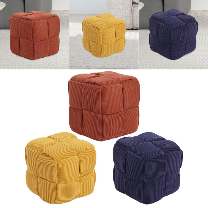 Square Footstool Non Slip Creative Footrest for Bedroom Playroom Living Room Orange