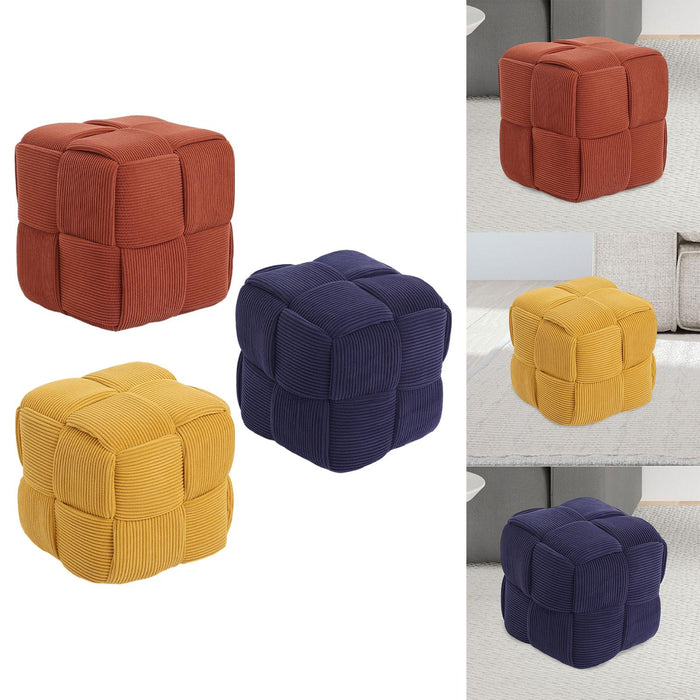 Square Footstool Non Slip Creative Footrest for Bedroom Playroom Living Room Orange