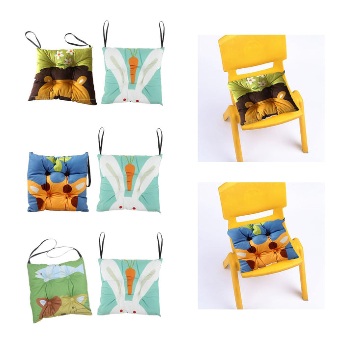 2x Chair Pads for Dining Chairs Soft Seat Cushion for Kitchen Garden Bedroom Bunny and Lion