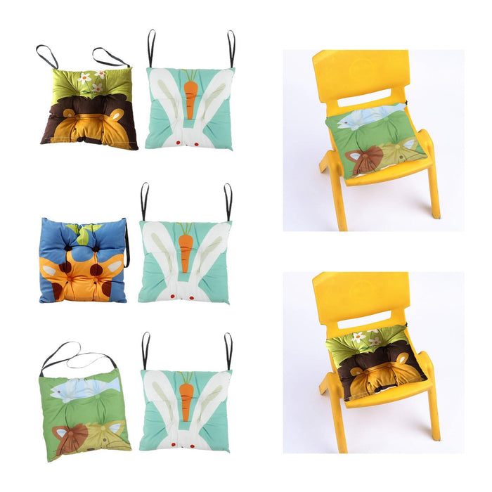 2x Chair Pads for Dining Chairs Soft Seat Cushion for Kitchen Garden Bedroom Bunny and Lion