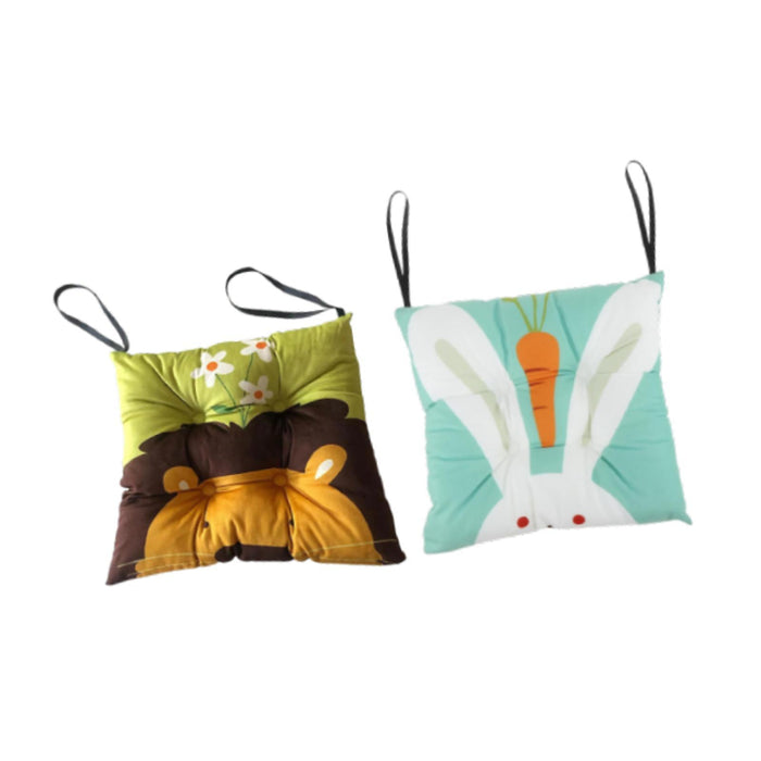 2x Chair Pads for Dining Chairs Soft Seat Cushion for Kitchen Garden Bedroom Bunny and Lion