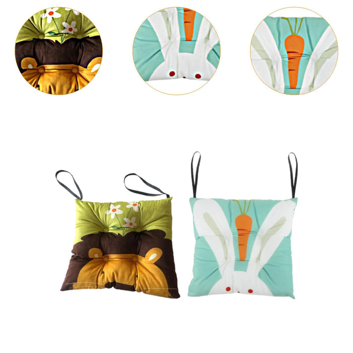 2x Chair Pads for Dining Chairs Soft Seat Cushion for Kitchen Garden Bedroom Bunny and Lion