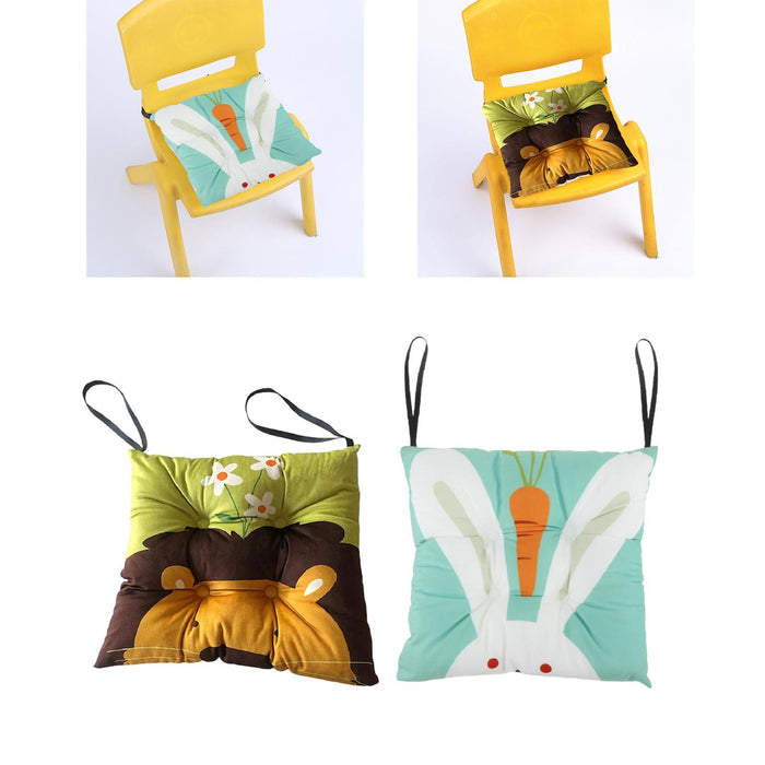 2x Chair Pads for Dining Chairs Soft Seat Cushion for Kitchen Garden Bedroom Bunny and Lion