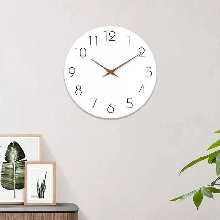 Wall Clock 12 inch Home Decor Round Decorative Clock for Living Room Bedroom White