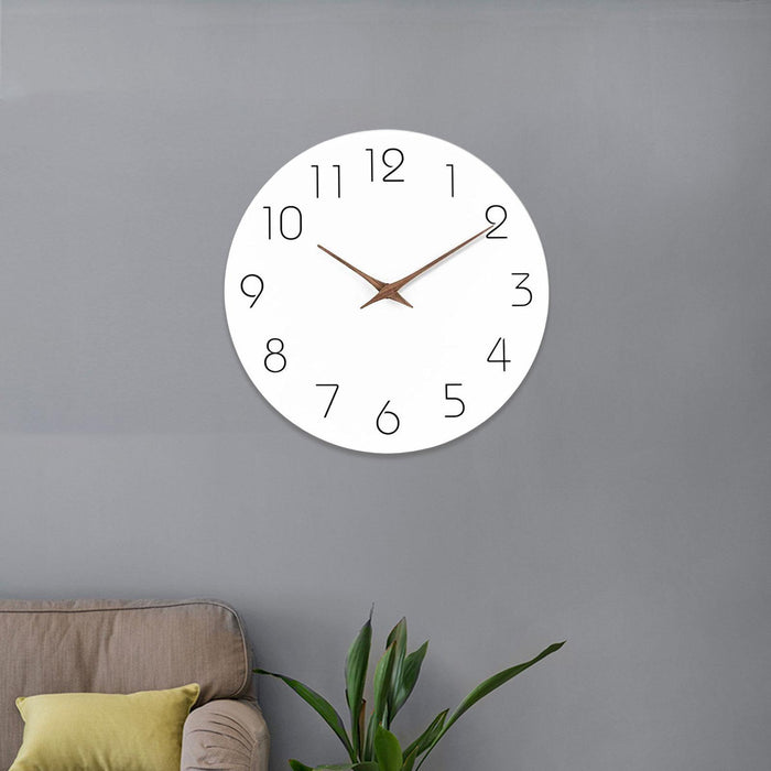 Wall Clock 12 inch Home Decor Round Decorative Clock for Living Room Bedroom White