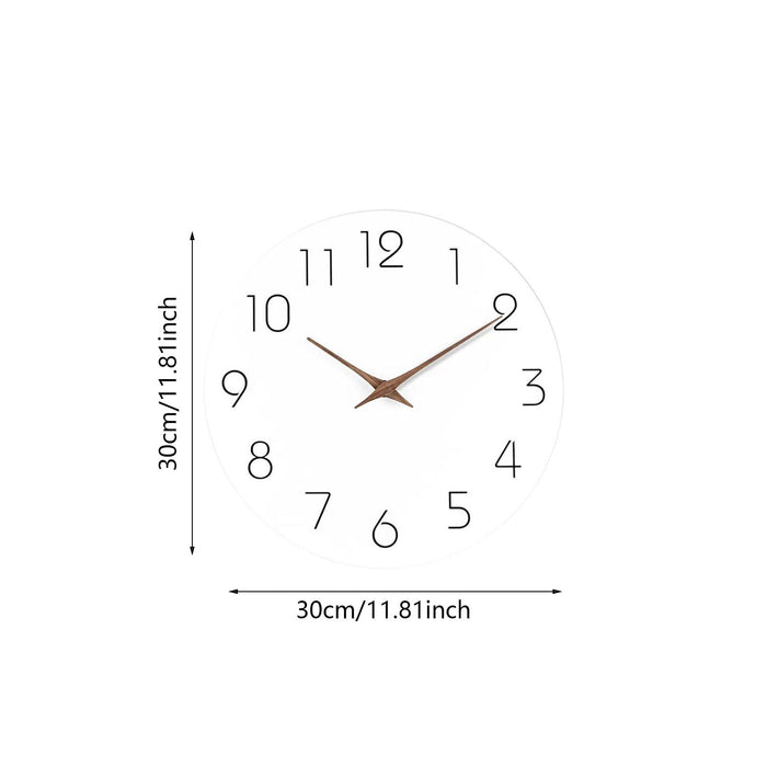 Wall Clock 12 inch Home Decor Round Decorative Clock for Living Room Bedroom White