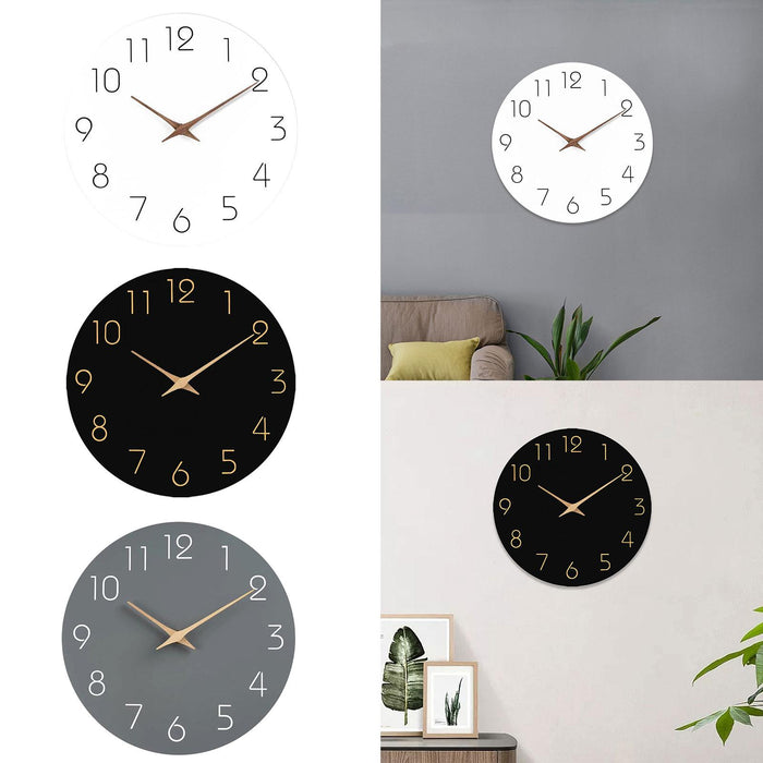 Wall Clock 12 inch Home Decor Round Decorative Clock for Living Room Bedroom White